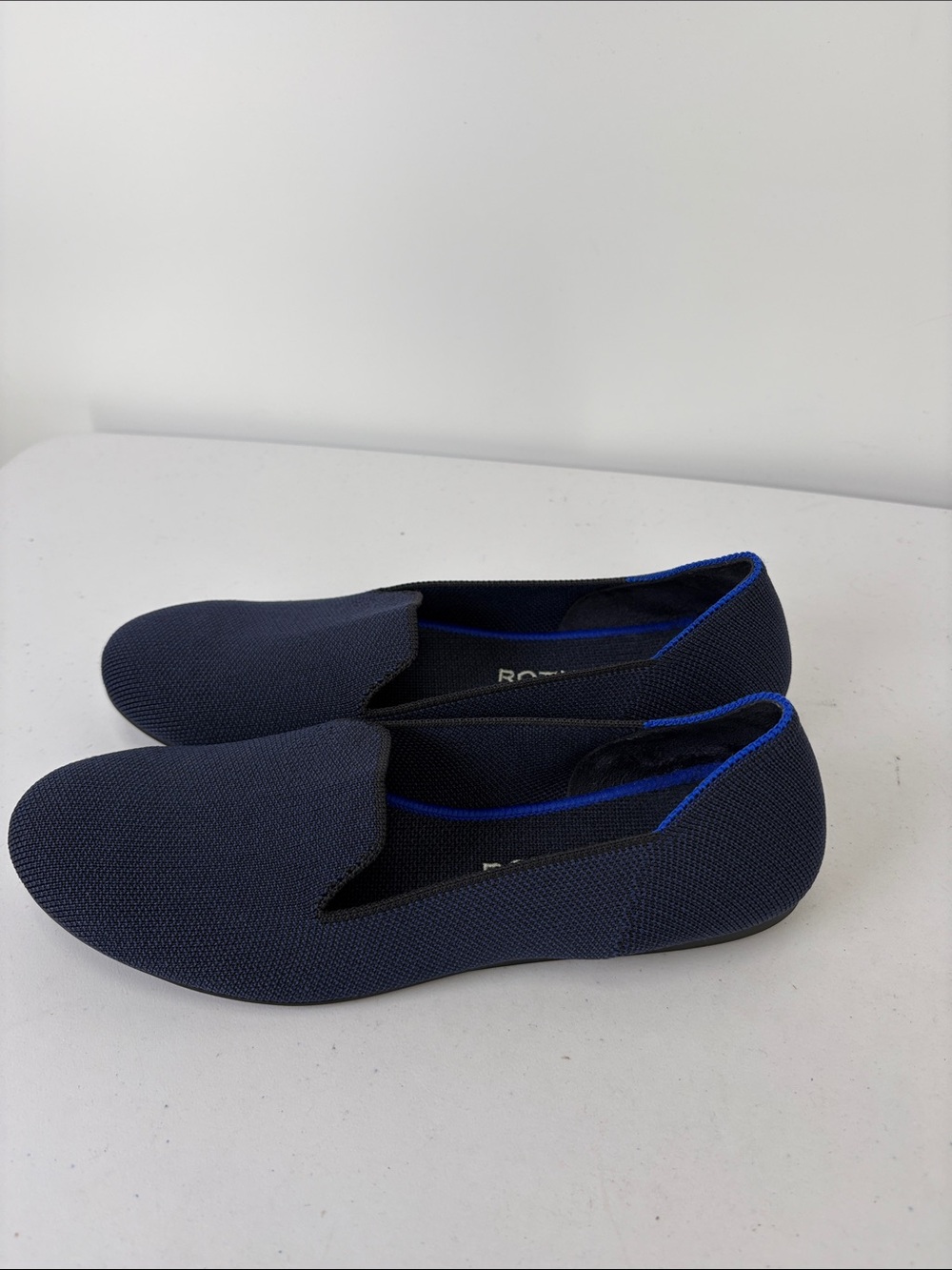 🦏 Rothy's Navy Slip-On Loafers with Blue Trim